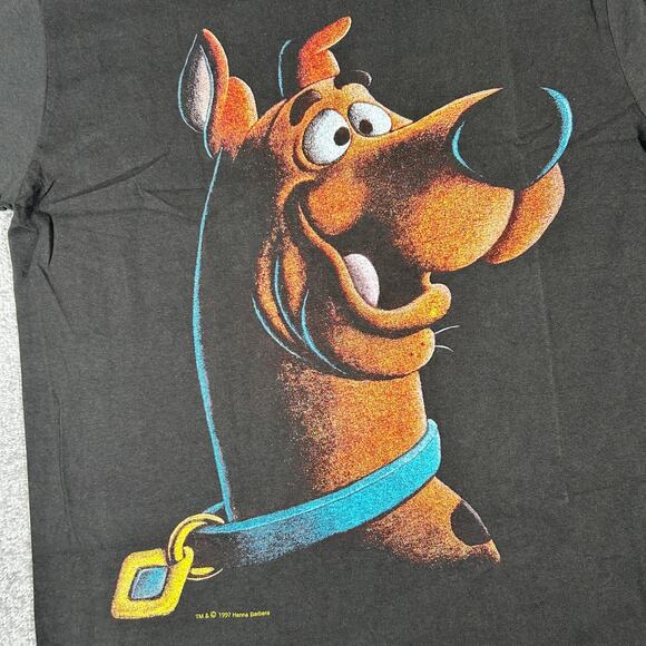 Vintage 1997 Scooby-Doo Shadow Blackout Size Large RARE Black Reprint T-Shirt - Picture 6 of 8